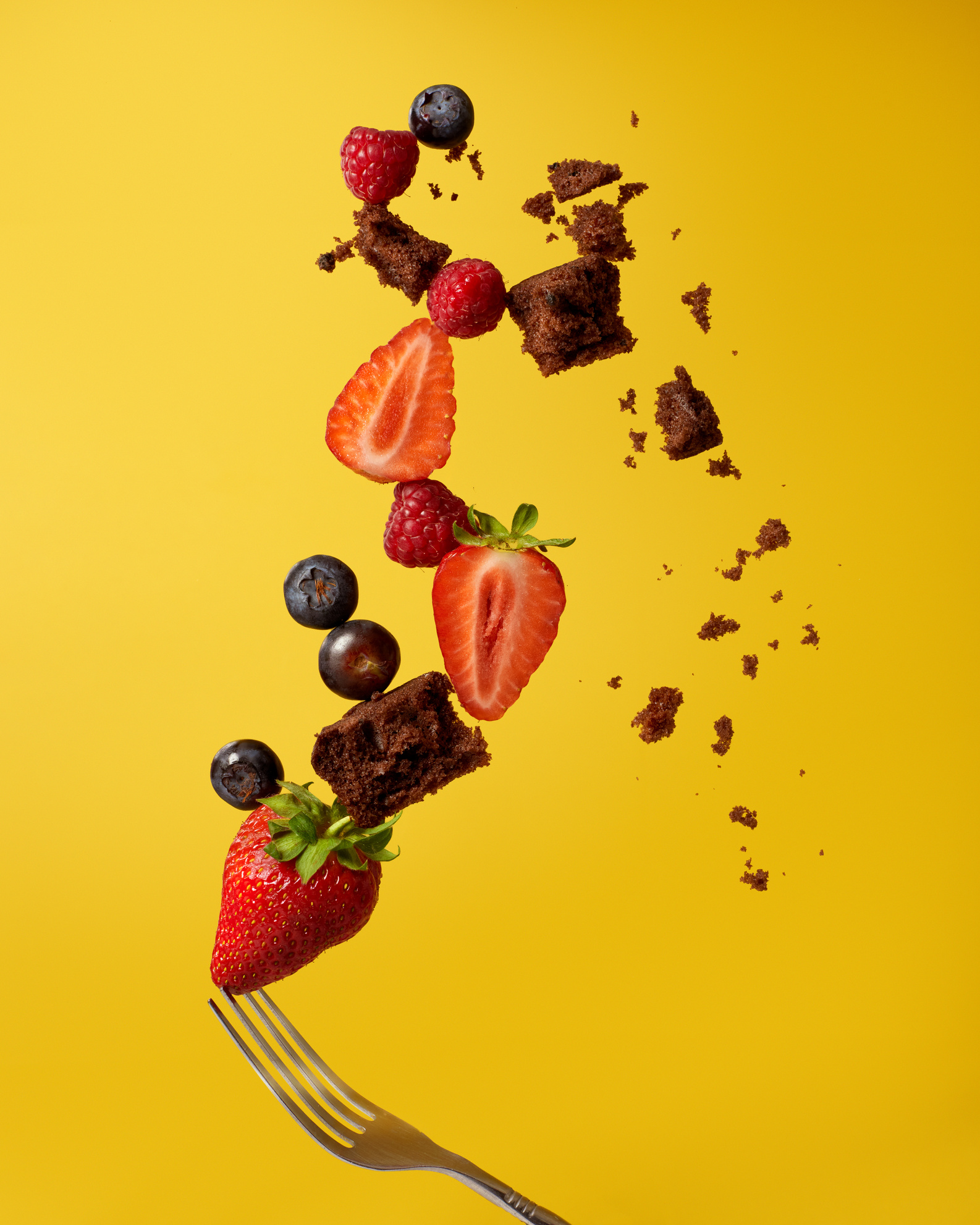 Food on Yellow Background